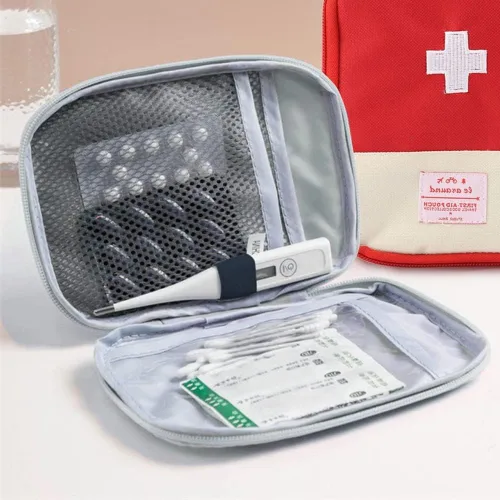 Miniatura 6 de Paquete de 2 mini botiquines de primeros auxilios, bolsa vacía de primeros auxilios, bolsa médica portátil para automóvil, ciclismo, maratón