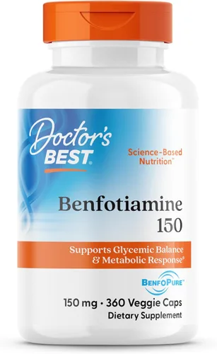 Doctor's Best Benfotiamine 150 con BenfoPure, ayuda a mantener el metabolismo de la glucosa, sin OGM, vegano, sin gluten, sin soja, 150 mg, 360