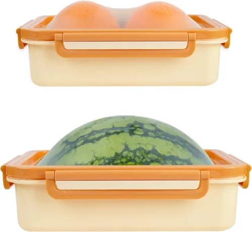 Miniatura 8 de Juego de 2 protectores grandes reutilizables de frutas y verduras, caja de almacenamiento de frutas de silicona, cápsulas elásticas frescas