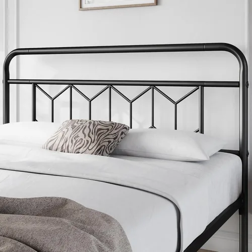 Miniatura 4 de Topeakmart Base de cama Queen con cabecera de estilo vintage, base de colchón, no necesita somier, almacenamiento debajo de la cama, soporte