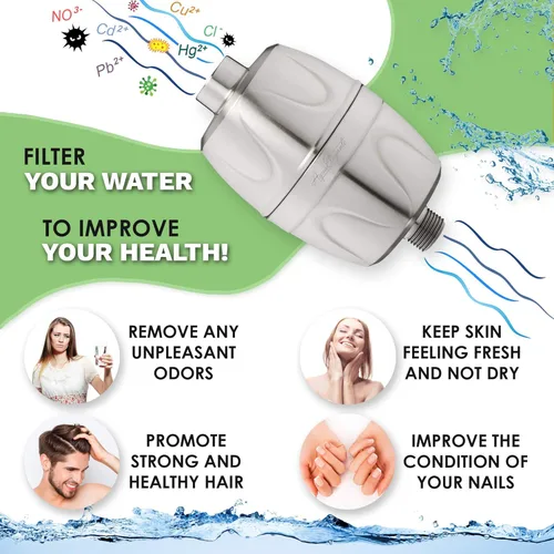 Miniatura 2 de Aqua Elegante Cabezal de ducha de alta presión y filtro de 16 etapas, cabezal de ducha de baño ajustable para montaje en pared con purificador
