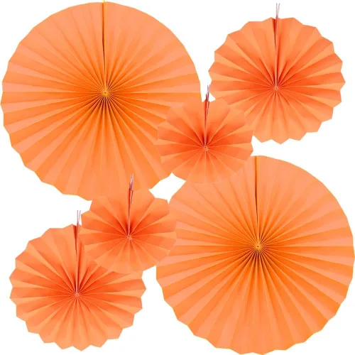 Miniatura 8 de CEEYSEE Paquete de 6 abanicos de papel colgantes redondos para decoración de fiestas, cumpleaños, bodas, eventos de graduación (azul/SLANS)