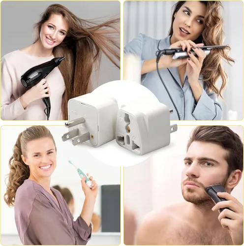 Miniatura 6 de Paquete de 4 adaptadores universales, adaptadores de viaje de enchufe de Europa a EE. UU. (blanco)