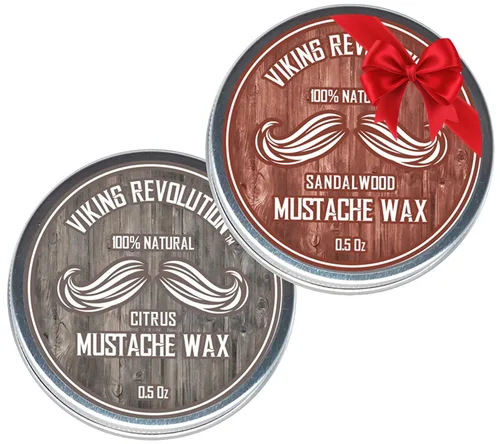 Viking Revolution Cera para bigote, 2 unidades, cera para barba y bigote para hombres, agarre fuerte que ayuda a entrenar la domesticación y estilo