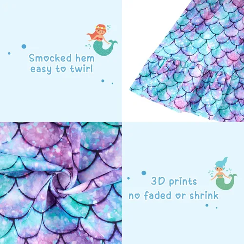 Miniatura 7 de Yousie Vestido de verano para niña pequeña, con volantes, lazo en la espalda, espalda descubierta, vestido de verano para fiesta