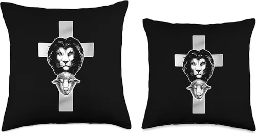 Miniatura 3 de Christian Jesus Lion And Lamb Almohada de God Cross The Christ, 16 x 16 pulgadas, multicolor