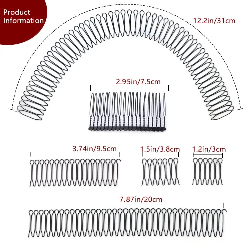 Miniatura 2 de TCOTBE 5 piezas de accesorios de peinado en forma de U – peines ondulados, clips de pin en U, peines de alambre de metal, mini soportes