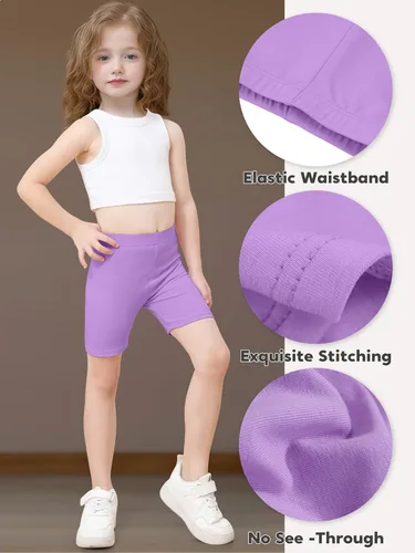 Miniatura 3 de Poroka Paquete de 6 pantalones cortos de ciclismo para bebés y niñas pequeñas, pantalones cortos de verano suaves para niñas, pantalones cortos