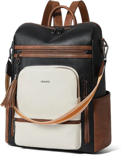Miniatura 28 de Shrrie - Mochila vegana de cuero para laptop de 14 pulgadas para mujer, mochila de trabajo, mochila de moda, mochila de viaje, bolso para negocios
