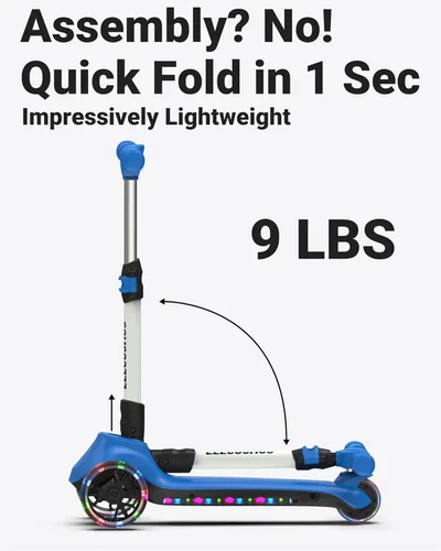 Miniatura 5 de ELECOSMOS Patinete Eléctrico Seguro para Niños de 4+, Equilibrio para Principiantes, Acelerador de Pulgar, Cubierta con Luces Intermitentes, Ruedas