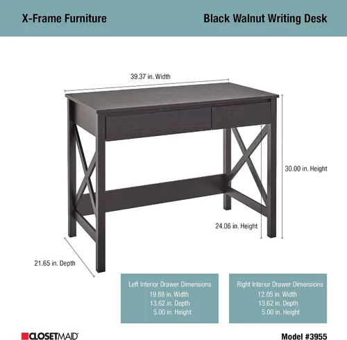 Miniatura 3 de ClosetMaid 3955 X-Frame Design Escritorio o consola con cajones, madera de nogal negro