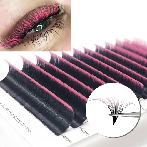 Miniatura 5 de CoMango Extensiones de pestañas de color rosa degradado, rizo D, extensiones de pestañas de color fáciles de colocar, extensiones de pestañas suaves