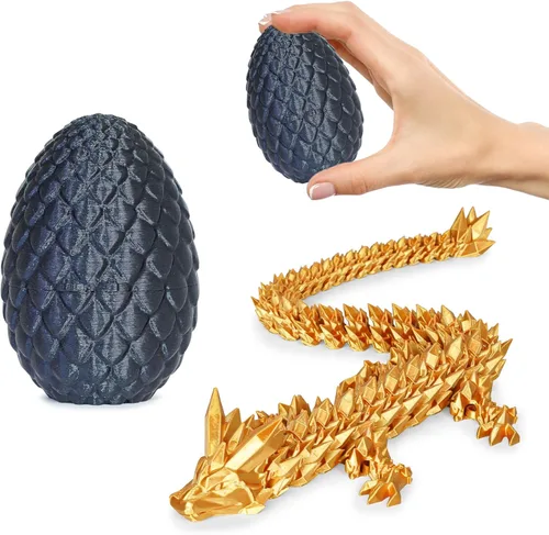 Miniatura 21 de Huevos de dragón pequeños con dragón en el interior, regalos divertidos sorpresa impresos en 3D para niños, juguetes fidget articulados de dragón Oro