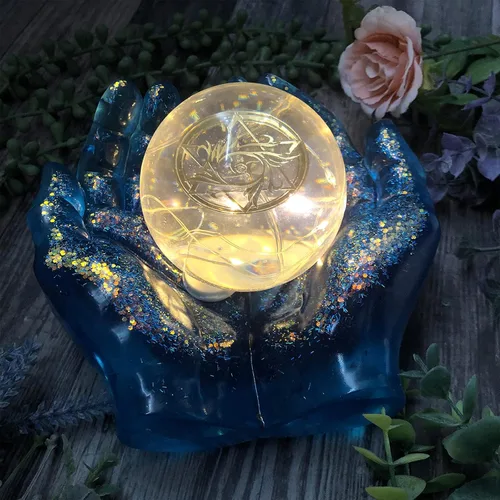 Miniatura 6 de FUNSHOWCASE Manos grandes ahuecadas y bolas de esfera de resina epoxi moldes de silicona, hacer cenicero, plantador, vela, bandeja de baratija