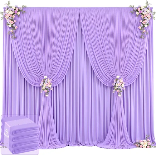 Miniatura 22 de 20 pies x 12 pies Cortinas de Telón de Fondo Azul Bebé Sin Arrugas para Bodas y Fiestas, Telón de Fondo de Tela Azul, Cortinas para Bodas