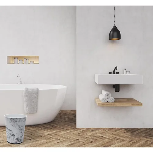 Miniatura 5 de Bath Bliss Cubo de basura pequeño de 5 litros Paquete de 2 Parte superior abierta redonda Bote de basura Baño Dormitorio Cocina Mármol