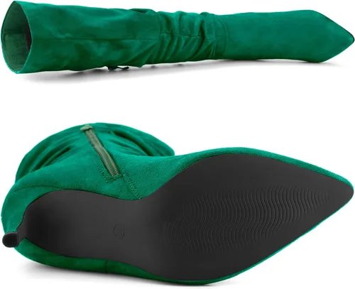 Miniatura 5 de Allegra K Botas altas hasta la rodilla con tacón de aguja y puntera puntiaguda para mujer