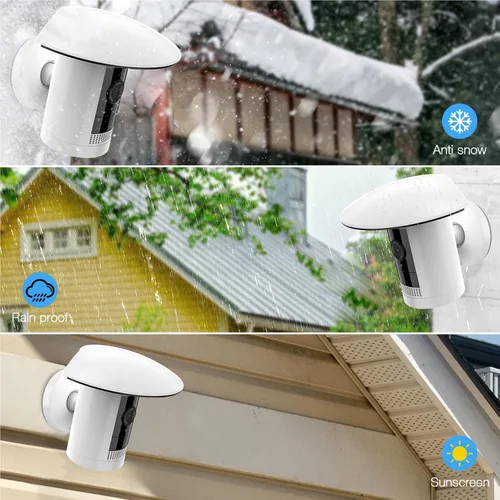 Miniatura 6 de HOLACA Cubierta de cámara con sombra de lluvia solar para cámara adhesiva, protector de cámara para resistente a los rayos UV blanco