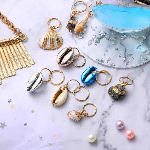 Miniatura 5 de 13 piezas de joyería para el cabello de rastas para mujeres y niñas, accesorios para trenzas, círculos y colgantes, decoraciones de estilo playa