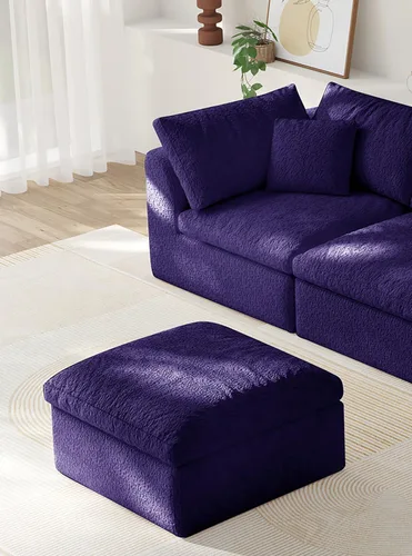 Miniatura 17 de Sofá modular de nube sin hueso de 108 pulgadas con asiento profundo para sala de estar, sofá en forma de L con otomana, tela de copo de nieve y Negro