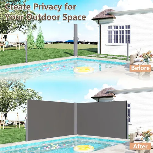 Miniatura 3 de C-Hopetree Toldo retráctil de doble cara de 236 x 71 pulgadas, para patio, impermeable, panel de privacidad para terraza, porche y balcón