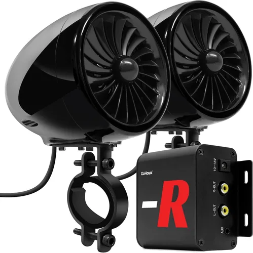 GoHawk Sistema amplificador TJ4-R de 4" Rango completo A prueba de agua Bluetooth Altavoces estéreo de 1 a 1.5 pulgadas para motocicleta Sistema de
