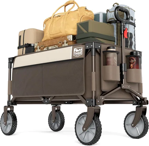 Miniatura 12 de Timber Ridge 350L Carro de Carga Plegable Extra Grande con Freno, Carros de Utilidad Plegables para Acampada al Aire Libre de Alta Resistencia