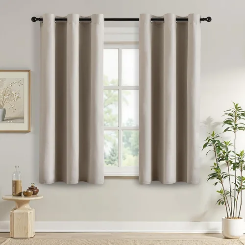 Miniatura 73 de DONREN Cortinas opacas de lino con aislamiento térmico de 52 x 95 pulgadas, cortinas de oscurecimiento de habitación con ojales para dormitorio