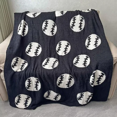 Miniatura 2 de Manta acogedora con patrón de béisbol perfecta reversible ligera ropa de cama para adultos, suave, cálida y de felpa manta deportiva de pelota ideal