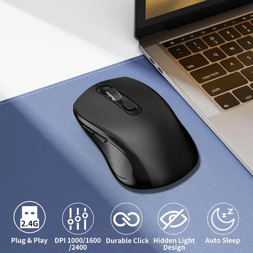Miniatura 2 de Ratón Inalámbrico Ergonómico, Ratón con Botones Laterales, 2400 DPI, Silencioso y Antideslizante, 2.4Ghz con Receptor USB, 6 Botones, Adecuado