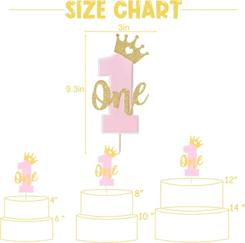 Miniatura 5 de Una decoración para tartas para bebés, rosa y dorado para el primer cumpleaños, accesorios para el primer cumpleaños