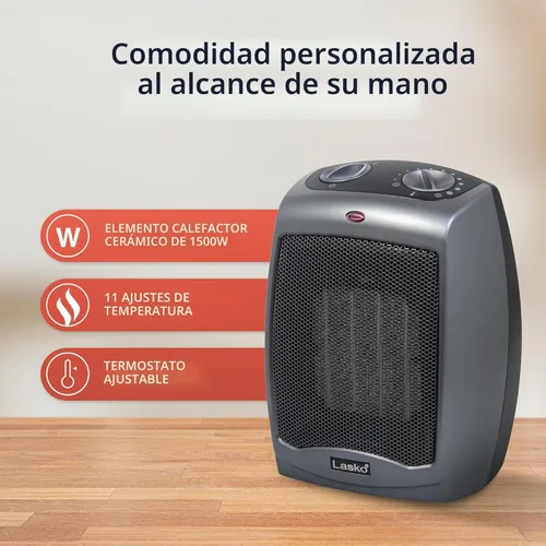 Miniatura 6 de Lasko Calentador eléctrico portátil de cerámica para interiores con interruptor de seguridad contra vuelco, protección contra sobrecalentamiento