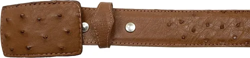 Miniatura 6 de Paquete Exótico Cuero Genuino Avestruz Cinturón y Cartera Color Coñac