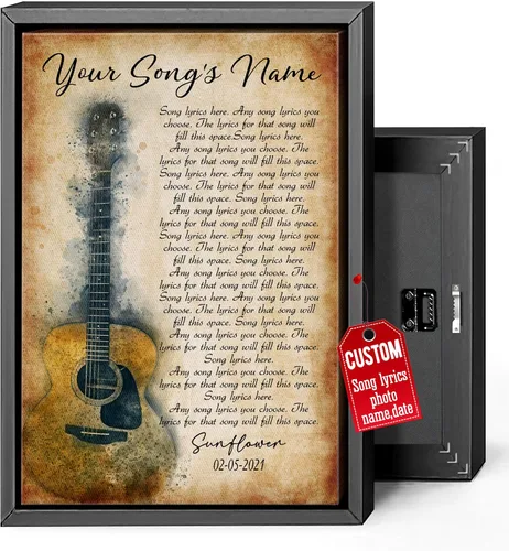 Miniatura 36 de H-DEWALL Lienzo personalizado con letras de canciones enmarcado, regalos para ella, obra de arte para el dormitorio, lienzo musical personalizado