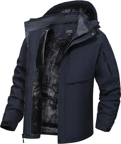 Miniatura 7 de Chaquetas de invierno para hombre, esquí, nieve, impermeable, forro polar, resistente al viento, 6 bolsillos