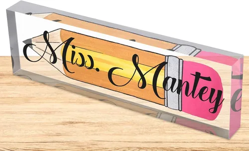 Miniatura 14 de Placa de nombre personalizada para escritorio, placas de nombre personalizadas para hombres y mujeres, diseño de girasol con logotipo de negocios