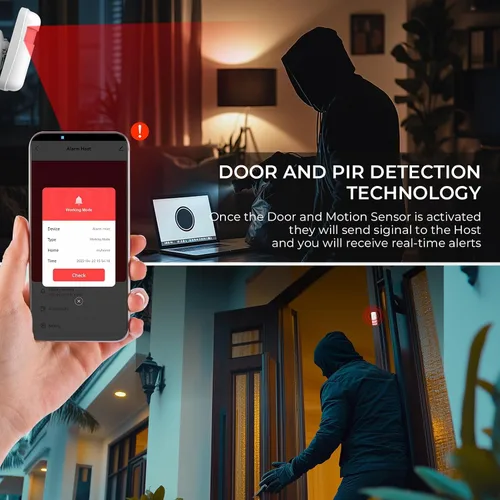 Miniatura 3 de Sistema de alarma para el hogar PGST, sistemas de seguridad para el hogar inteligentes con alertas instantáneas de la aplicación Tuya, kits