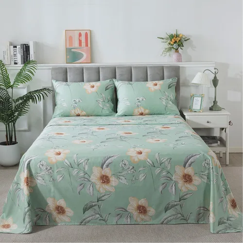 Miniatura 71 de FADFAY Juego de sábanas tamaño King, 100% algodón, elegante ropa de cama de granja con hojas verdes menta y flores blancas, sábana suave