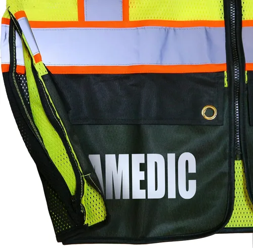 Miniatura 7 de Chaleco de seguridad para sobrevivientes paramédicos, tipo R Clase 2 con logotipos reflectantes y bolsillo trasero Jumbo