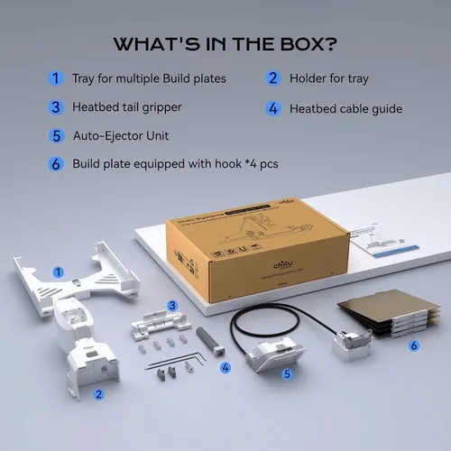 Miniatura 8 de Chitu Systems PlateCycler C1M para Bambu Lab A1 Mini, Cambiador Automático de Placa de Construcción, Incluye 4 Placas PEI Texturizadas con Gancho