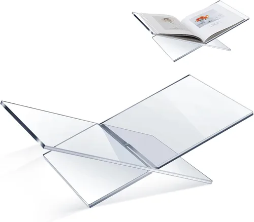 Miniatura 7 de Soportes grandes de acrílico para libros de 15.8 x 9.5 x 5.4 pulgadas, soporte grueso para libros de lectura, mesa auxiliar abierta para libros