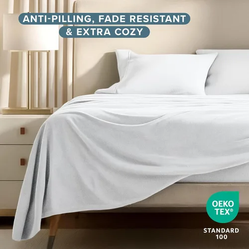 Miniatura 2 de Bare Home Juego de sábanas de forro polar súper suave, tamaño individual, forro polar extra afelpado, sábanas de cama que no forman bolitas, calidez