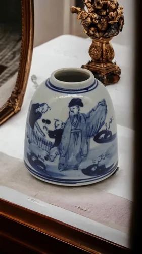 Miniatura 7 de Jarrón de cerámica cubierto de cerámica de porcelana azul y blanca de estilo antiguo, estilo Ming de China, chino Jingdezhen (S3) (flor azul)