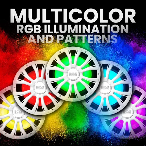 Miniatura 2 de BOSS Audio Systems MRGB10W Subwoofer para barco de 10 pulgadas, 800 vatios máximo, bobina de voz dual de 2 ohmios, iluminación multicolor