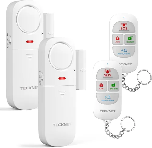 TECKNET Alarmas de puerta cuando se abre, alarma de puerta y ventana, alarma de puerta para seguridad de los niños, alarmas portátiles 2 en 1 y