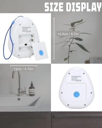 Miniatura 7 de Radio de ducha, radio AM/FM portátil con grandes perillas giratorias para una fácil sintonización, a prueba de salpicaduras para baño, cocina, al