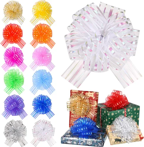 Miniatura 8 de Poen 24 Piezas Lazos de Organza con Cordón de Navidad de 6 Pulgadas Lazos Grandes de Cinta para Envolver Regalos Manualidades para Envolver Regalos
