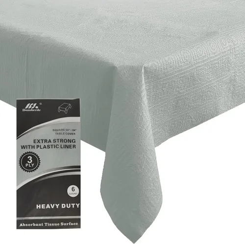 Miniatura 21 de [Paquete de 6] Manteles Cuadrados Negros de 54x54 Pulgadas, Mantel de Mesa de Papel Desechable para Mesas Cuadradas y Redondas, Cubierta de Mesa