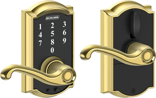 Miniatura 25 de Schlage - Cerradura táctil Camelot con picaporte Accent, cerradura de entrada electrónica sin llave (bronce envejecido, FE695 CAM 716 ACC)