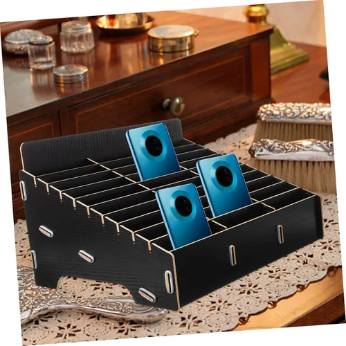 Miniatura 2 de Caja de almacenamiento de madera para teléfono con compartimentos, organizador de teléfono móvil de escritorio para salas de reuniones, aulas